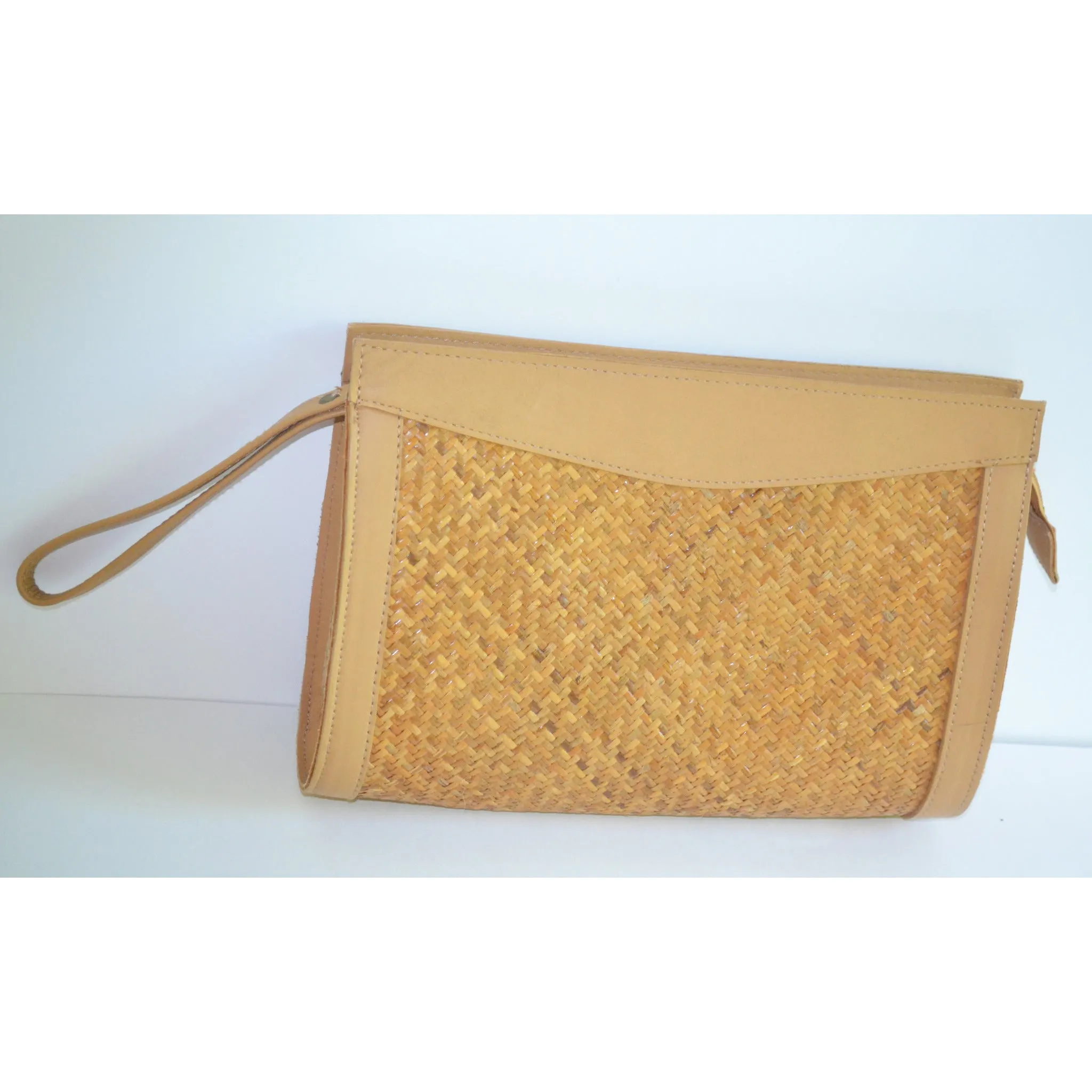 Leather & Straw Purse By Lord & Taylor