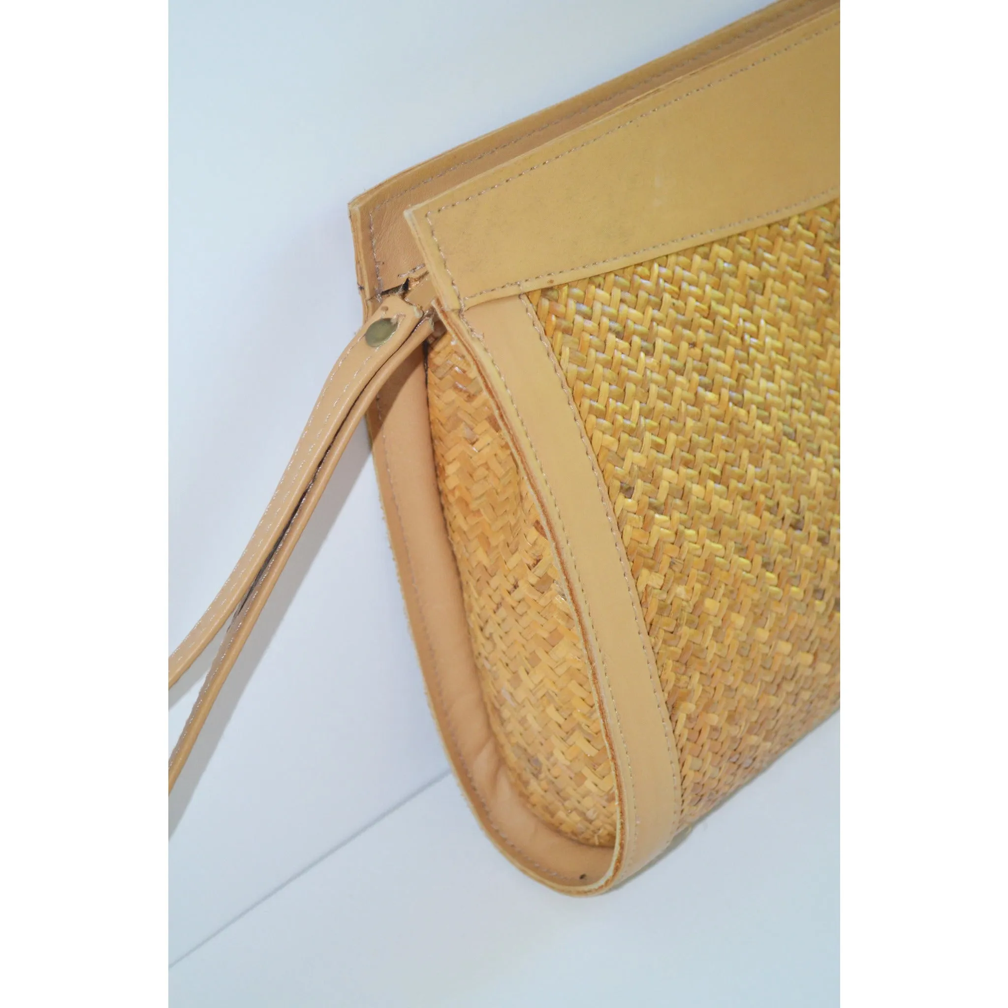 Leather & Straw Purse By Lord & Taylor