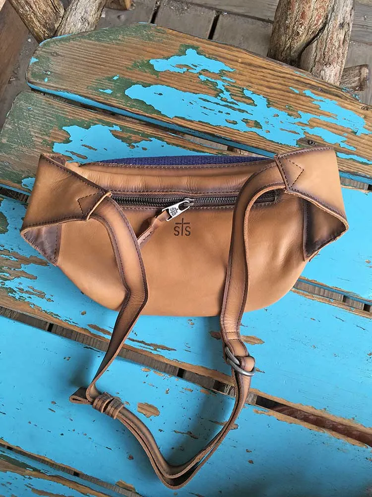 Leather   Woven Fabric Belt Bag or Fanny Pack