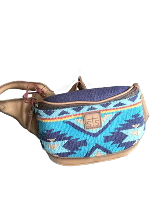 Leather   Woven Fabric Belt Bag or Fanny Pack