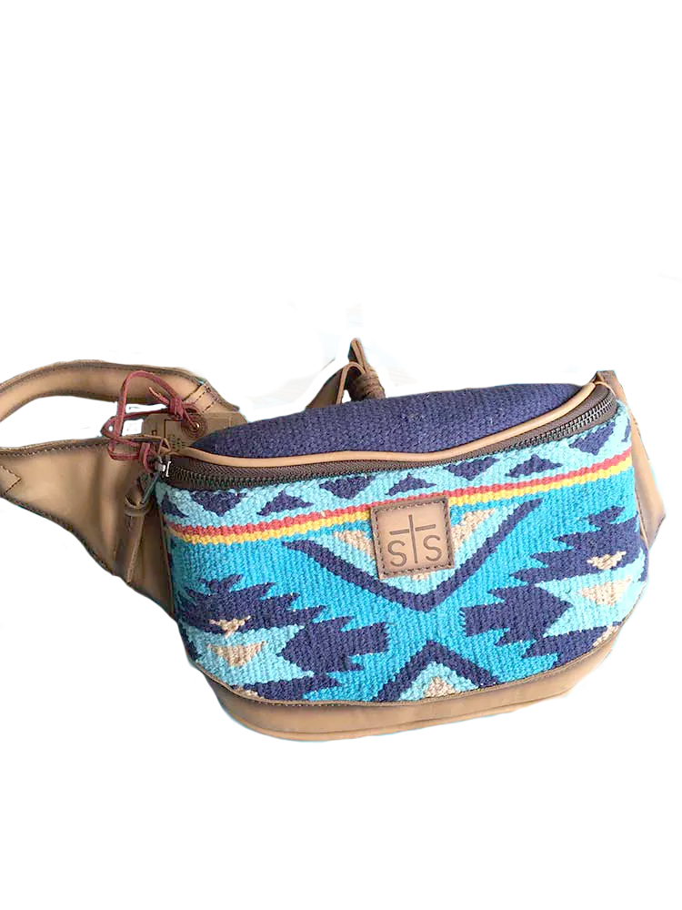 Leather   Woven Fabric Belt Bag or Fanny Pack