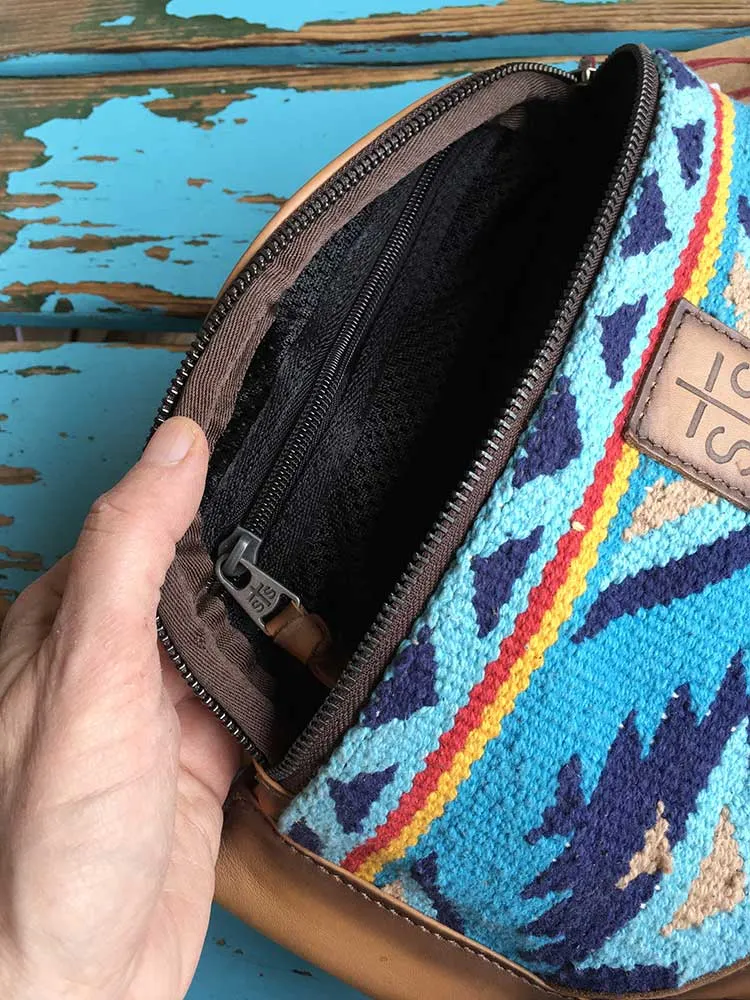 Leather   Woven Fabric Belt Bag or Fanny Pack