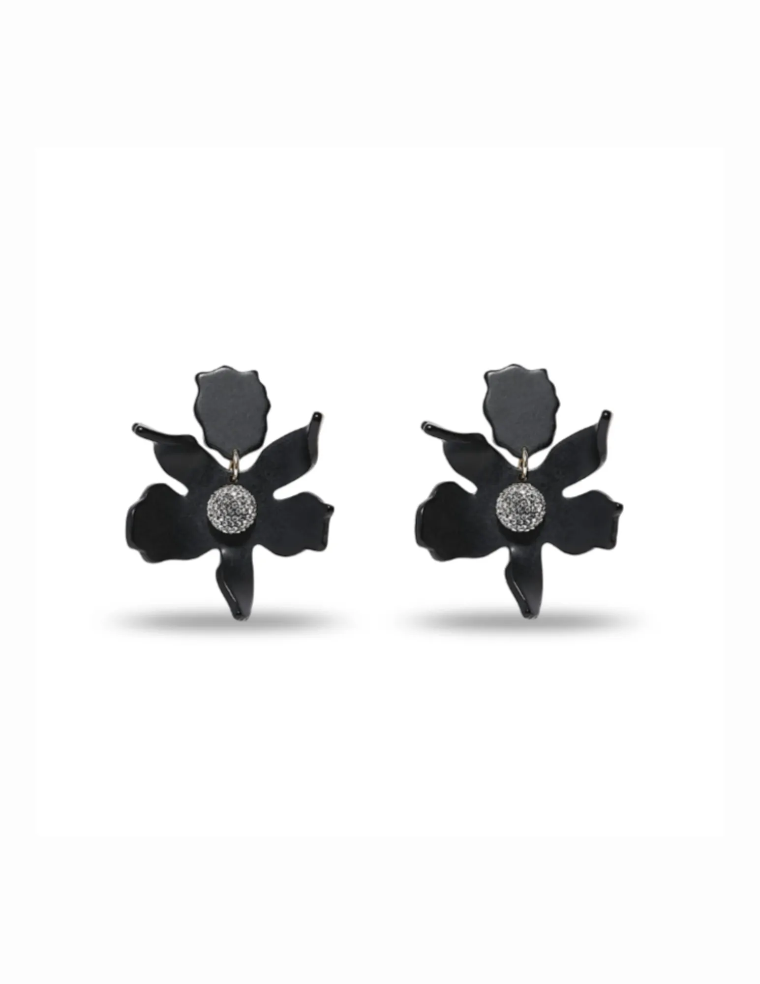 Lele Sadoughi Jet Small Crystal Lily Earrings