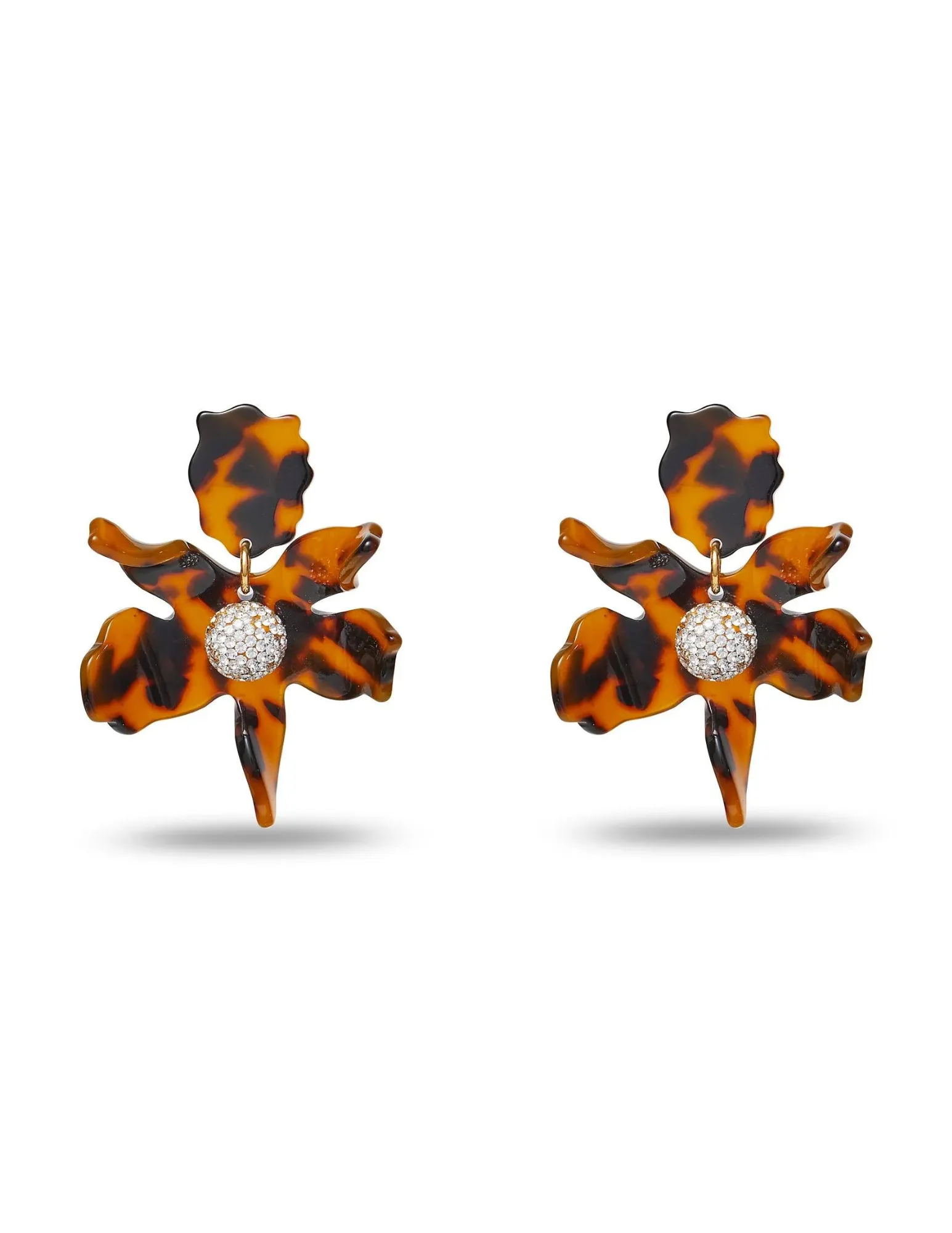 Lele Sadoughi Tortoise Small Crystal Lily Earrings