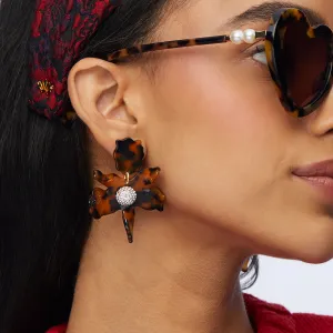 Lele Sadoughi Tortoise Small Crystal Lily Earrings