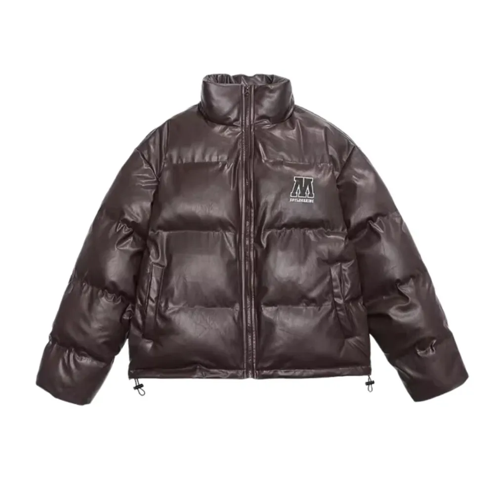 Letter M Solid Color Puffer Coat