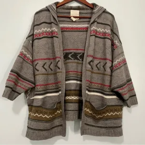 Levi's Ethnic Aztec Knitted Woolmark Blend Hooded Cardigan Cape