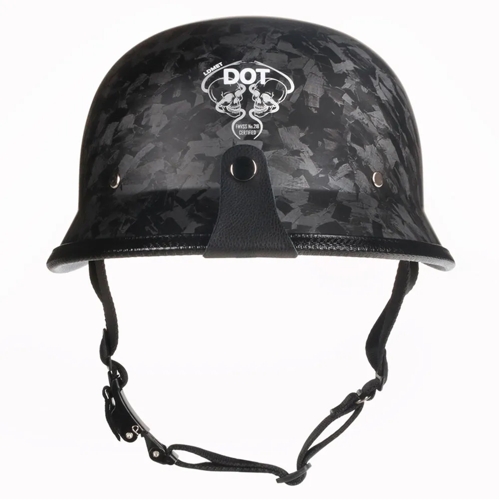 Lightest German Style Mayan DOT Half Helmet - Carbon Fiber Black