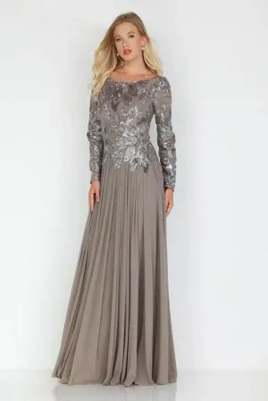 Long Sleeve Maxi Gown with Sequin Bodice