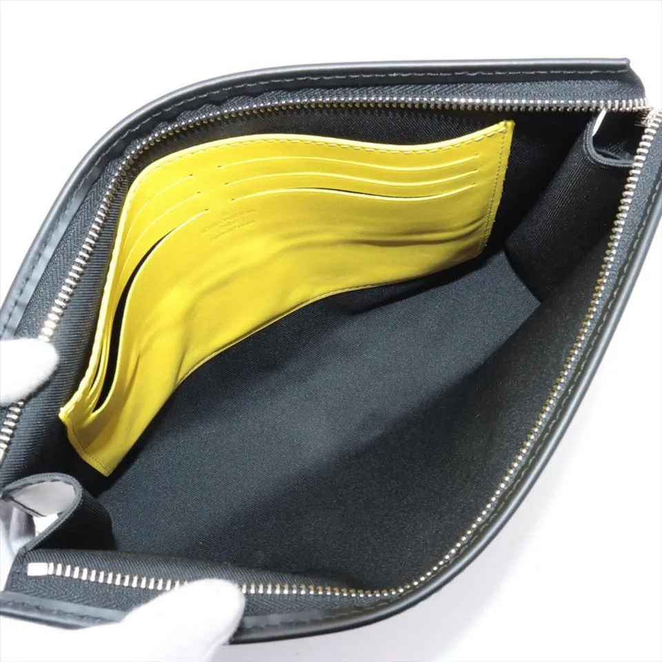 Louis Vuitton Damier Graphite Pochette Voyage MM Zip Clutch Yellow Stripe 862045