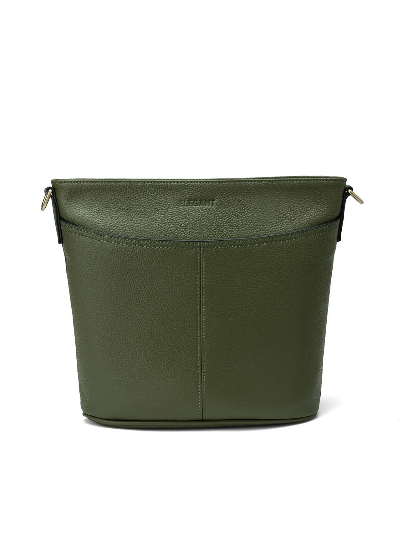 MACKENZIE LEATHER BUCKET BAG- E1-0833-OLIVE