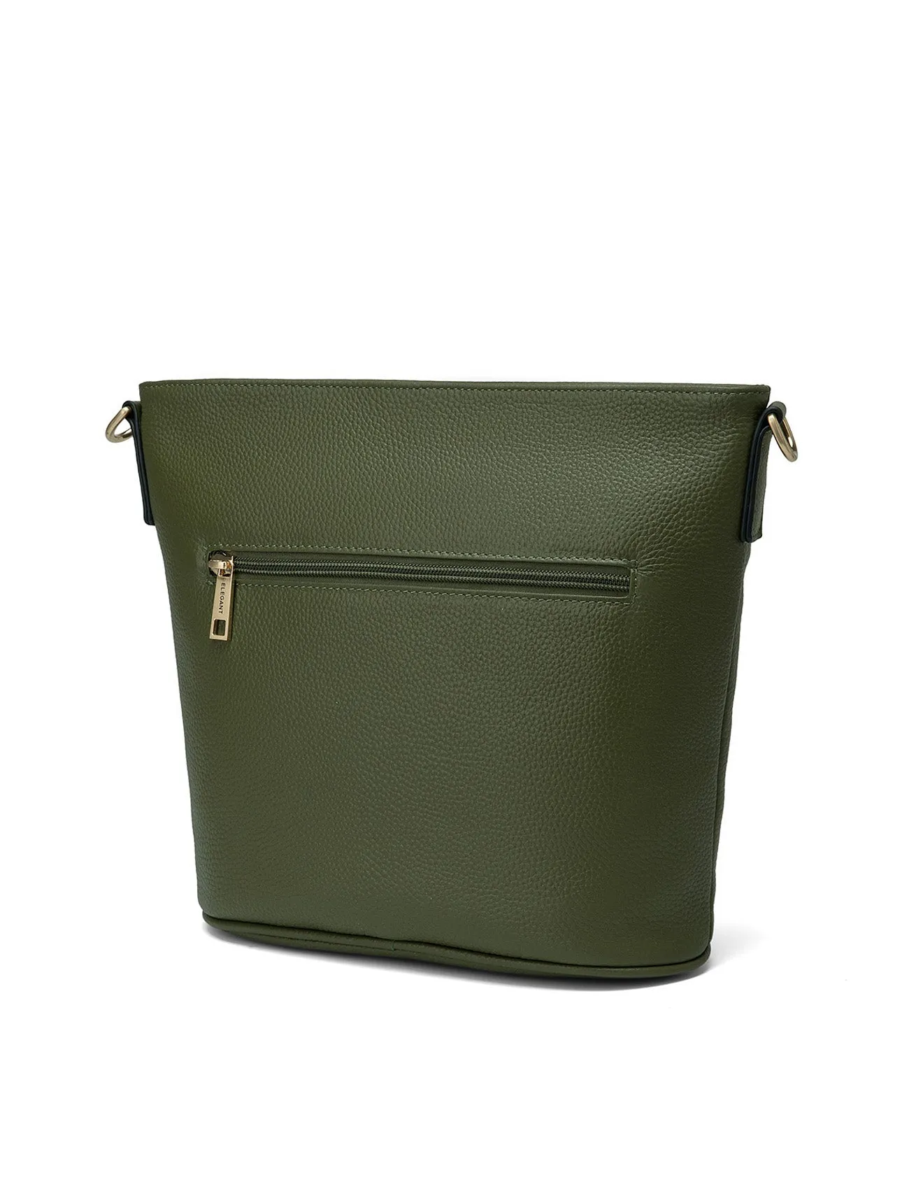 MACKENZIE LEATHER BUCKET BAG- E1-0833-OLIVE