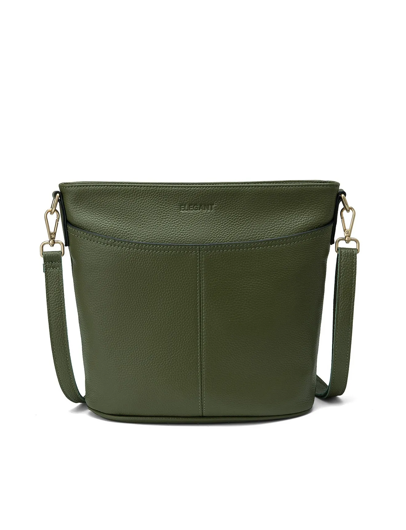 MACKENZIE LEATHER BUCKET BAG- E1-0833-OLIVE