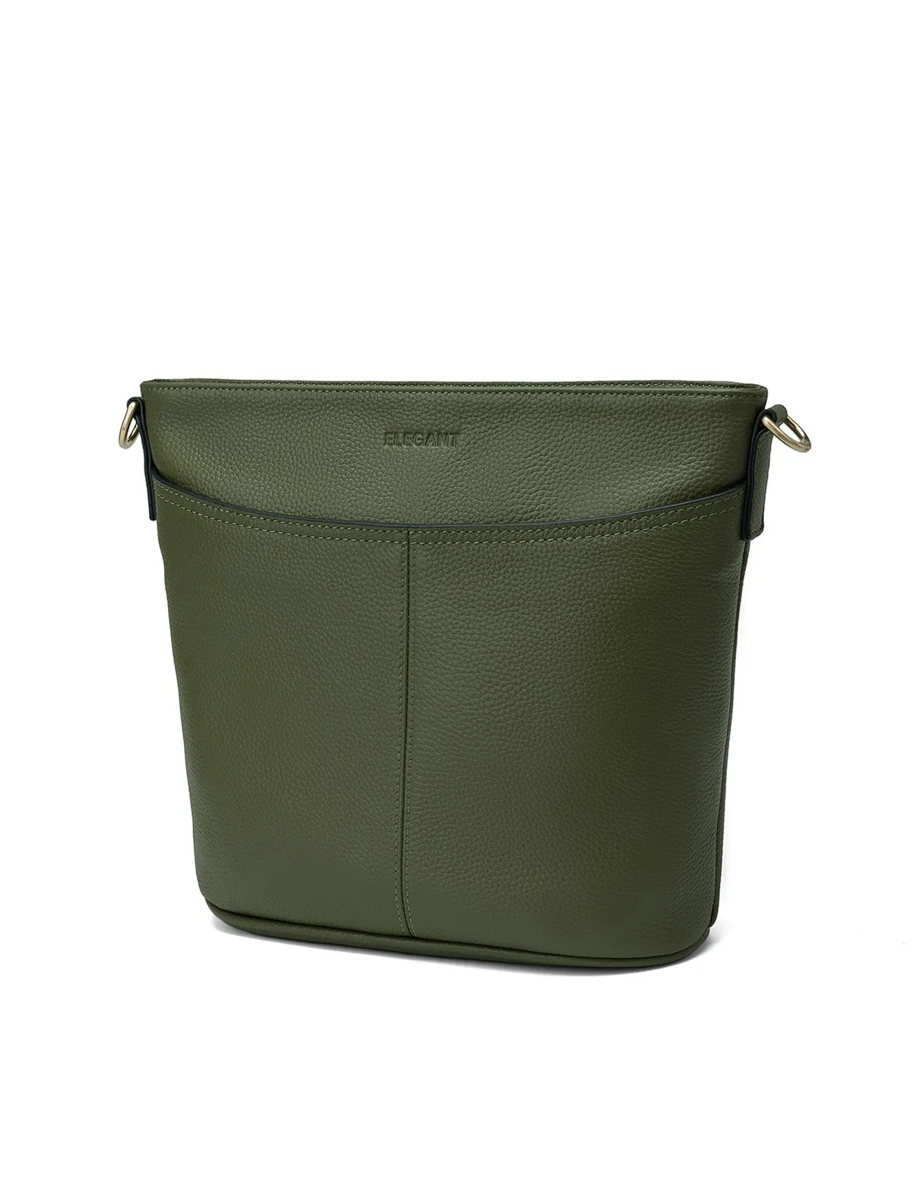 MACKENZIE LEATHER BUCKET BAG- E1-0833-OLIVE