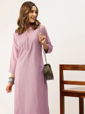 Mandarin Collar Chanderi Silk Fabric All Over Chikankari Embroidery With Sequin Work Mauve Kurta Set For Women - ZOLA
