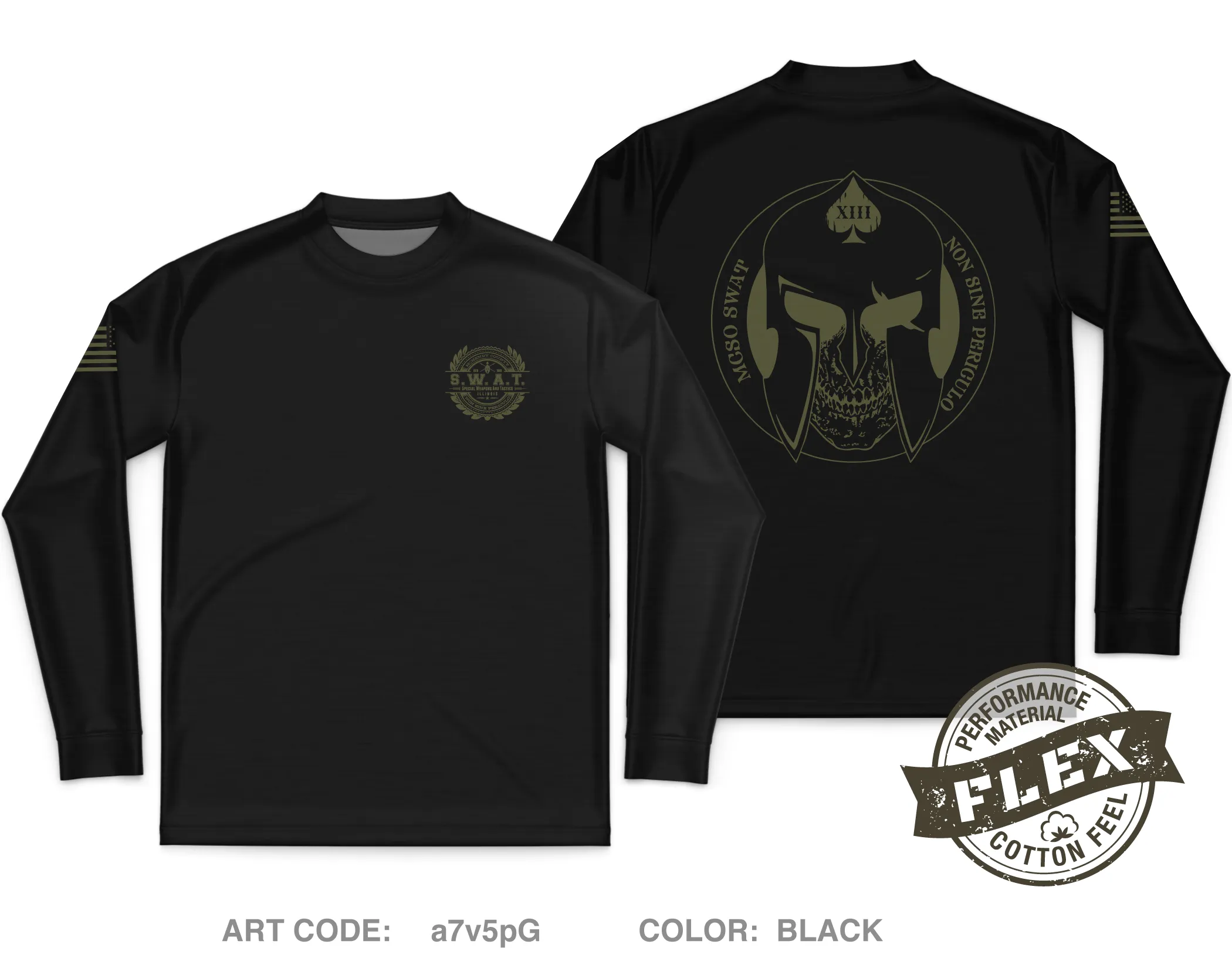 MCSO SWAT Fundraising Collection Core Men's LS Flex Performance Tee - a7v5pG