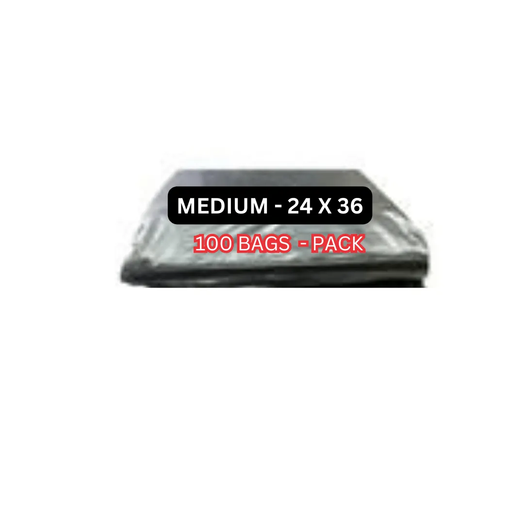 Mega Luxe Garbage Bags, ideally for cleanup jobs all around the home or office with strength and large capacity - Black.(Small, Medium, Large, Jumbo) - GB0004
