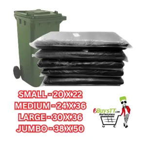 Mega Luxe Garbage Bags, ideally for cleanup jobs all around the home or office with strength and large capacity - Black.(Small, Medium, Large, Jumbo) - GB0004