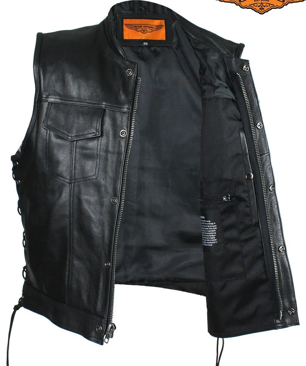 Men's Riding son of anarcy leather vest with side laces big sizes upto 7xl