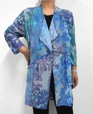 Mesh Cardigan in multi colours Blues, Purples and greens