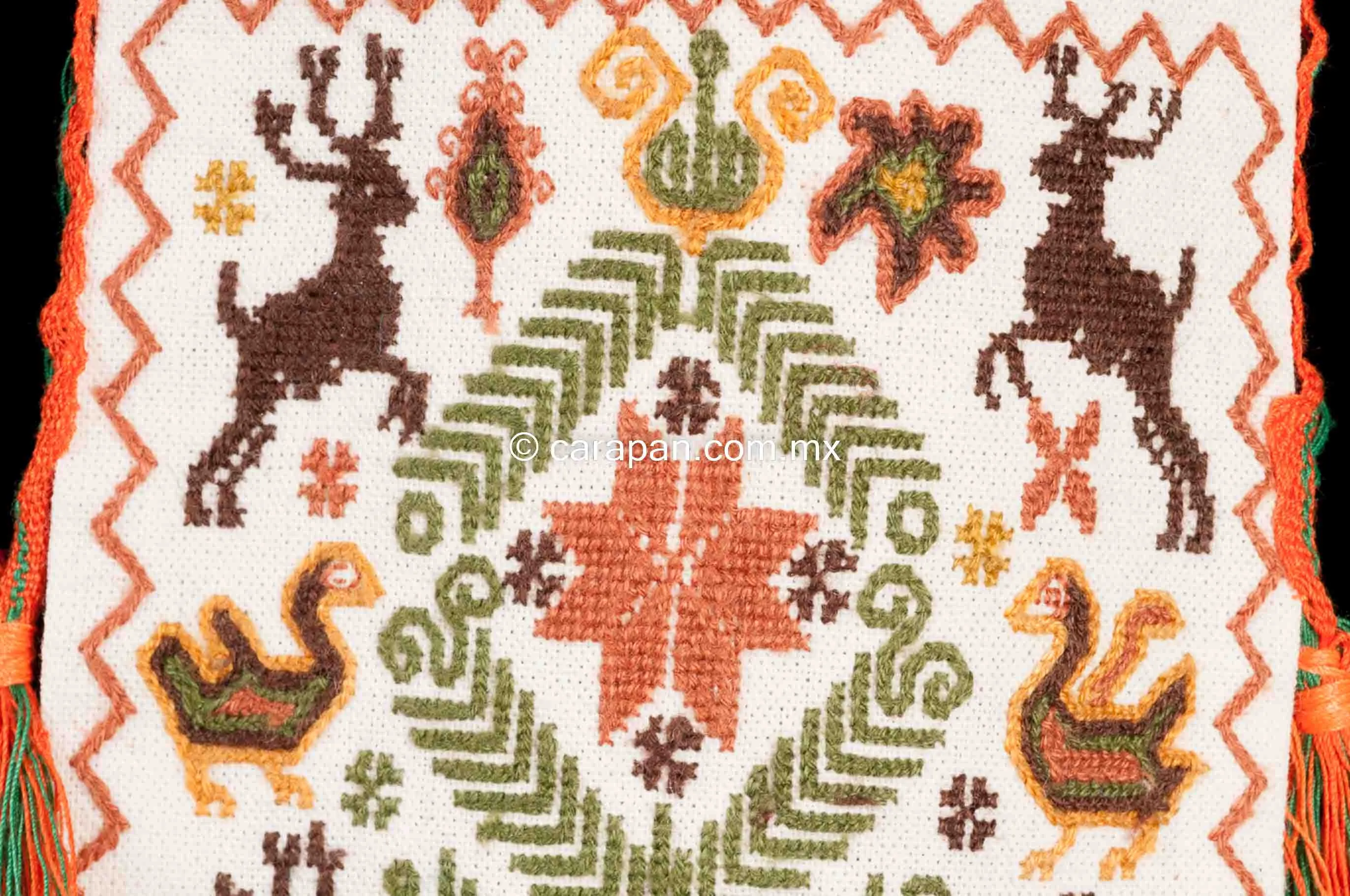 Mexican Textile Bag Embroidered by Mazahua Indigenous People
