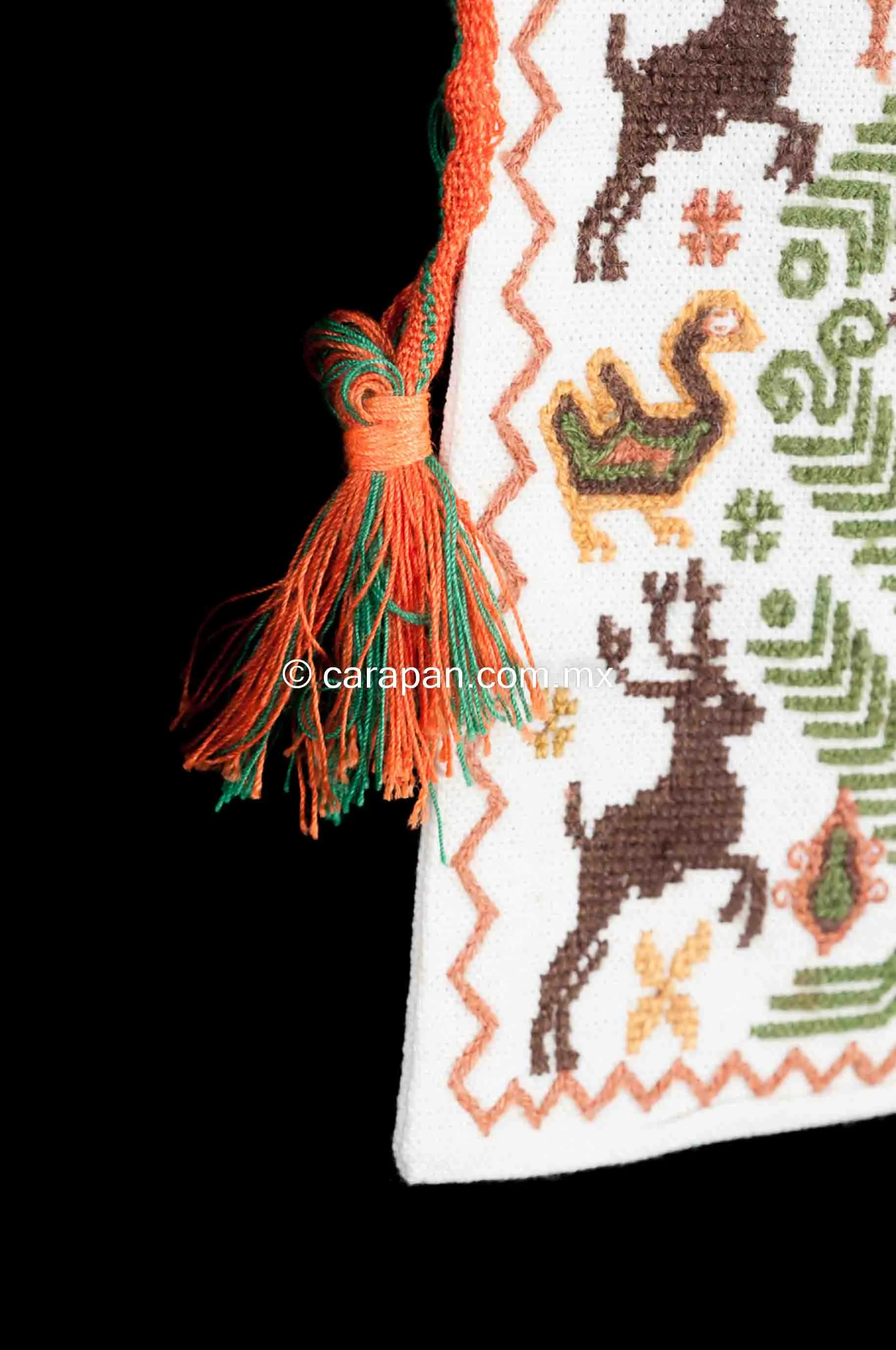 Mexican Textile Bag Embroidered by Mazahua Indigenous People