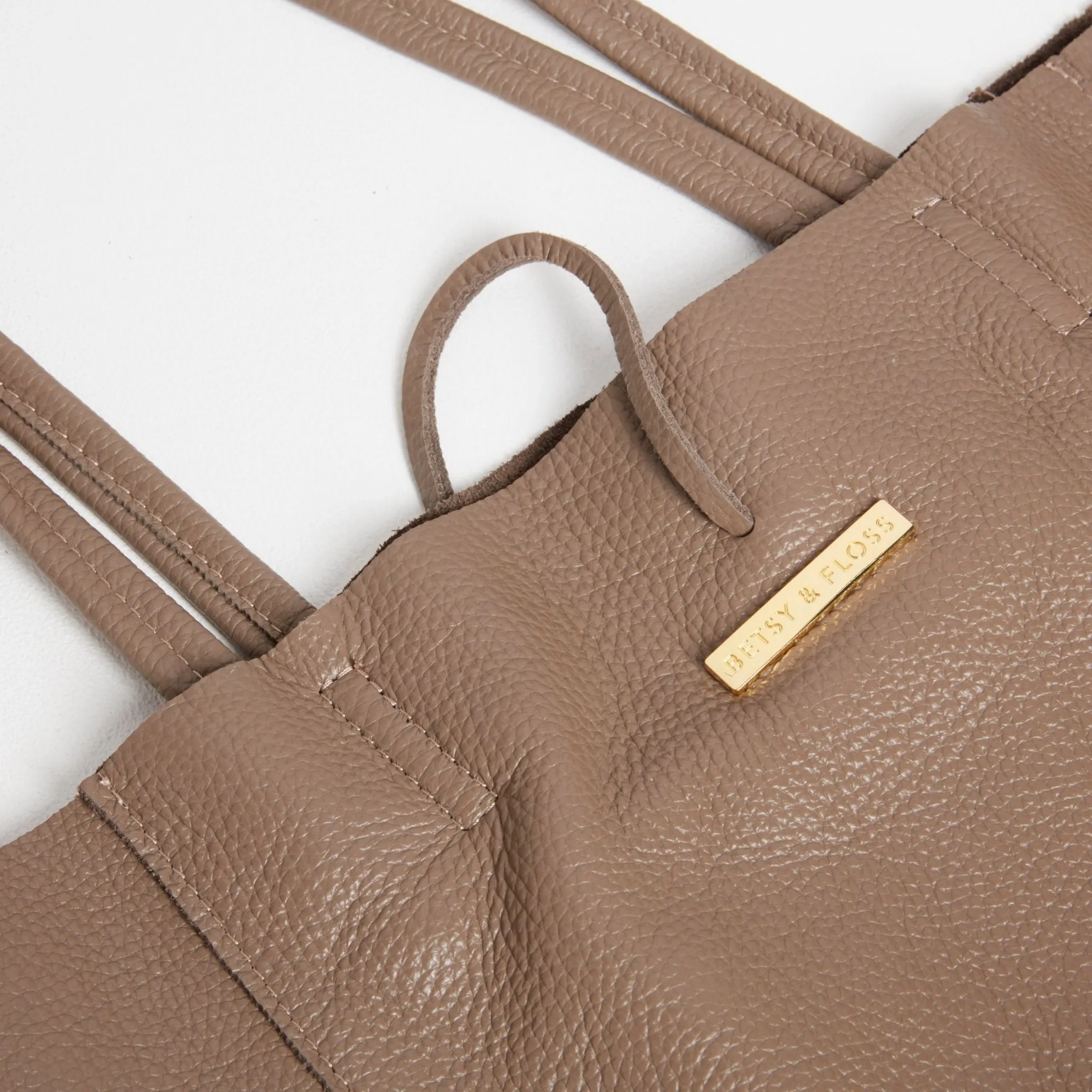 Milan - Soft Leather Tote Bag in Dark Taupe