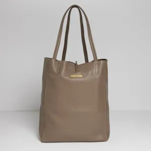Milan - Soft Leather Tote Bag in Dark Taupe