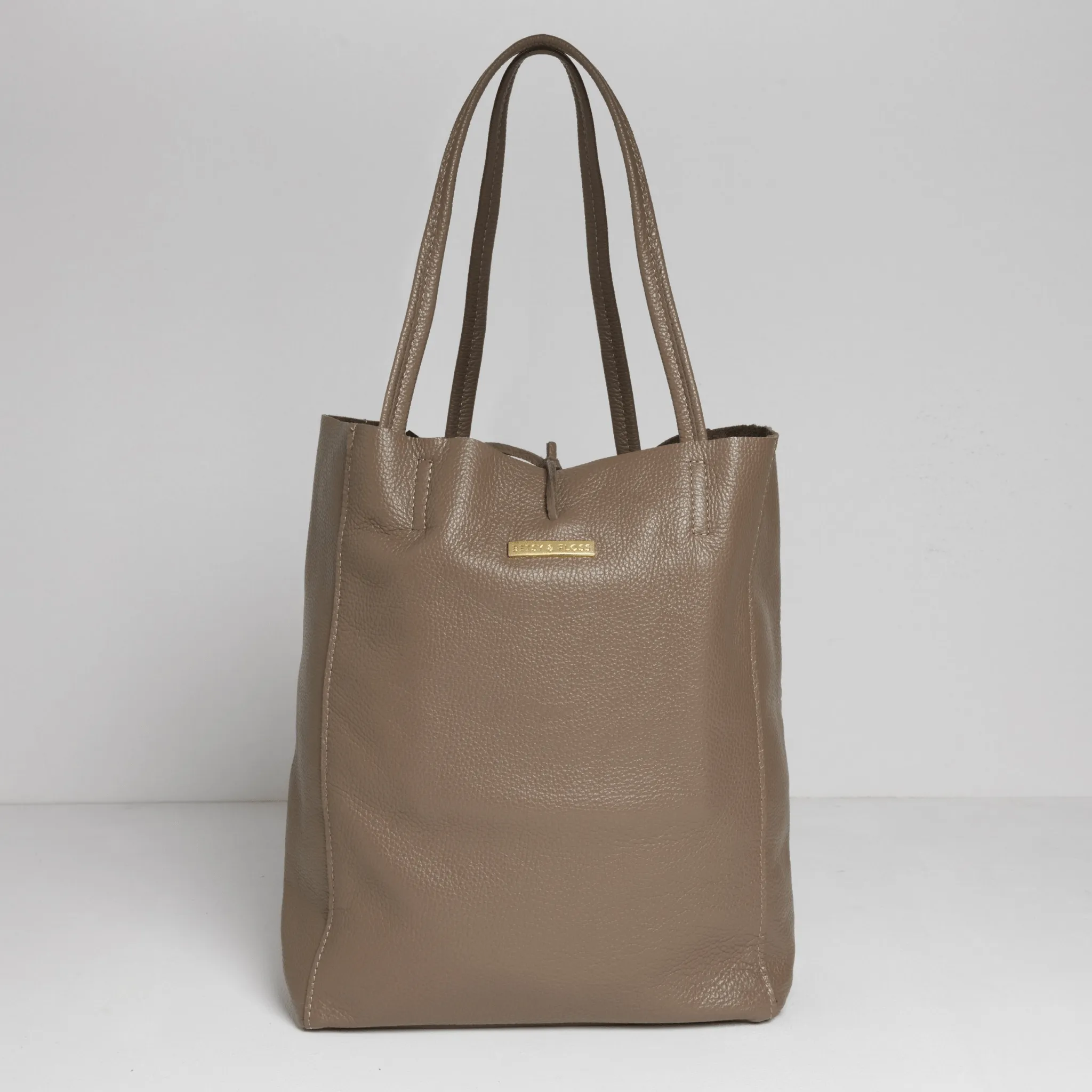 Milan - Soft Leather Tote Bag in Dark Taupe