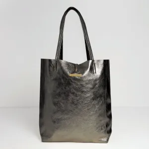 Milan - Soft Leather Tote Bag in Gunmetal