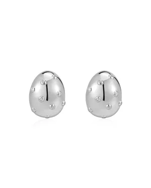 Mini Pave Molten Studs | Silver