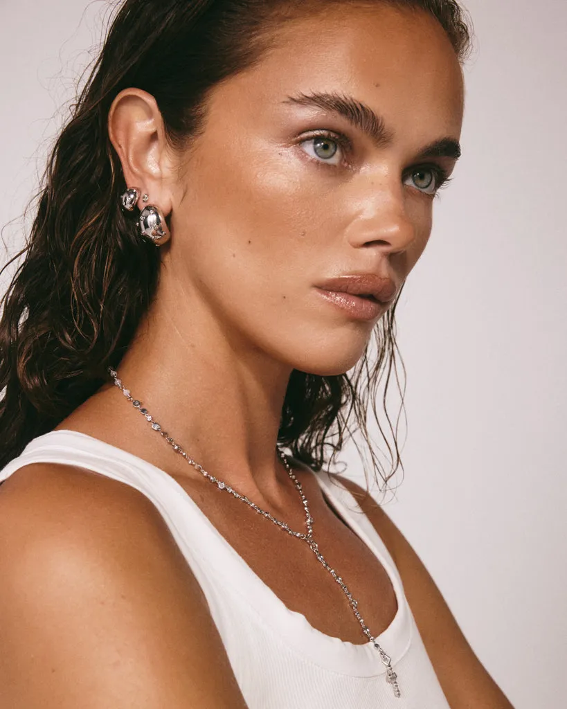 Mini Pave Molten Studs | Silver