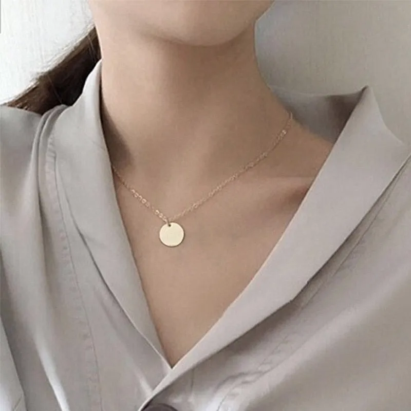 Minimalist Disc Pendant Necklace