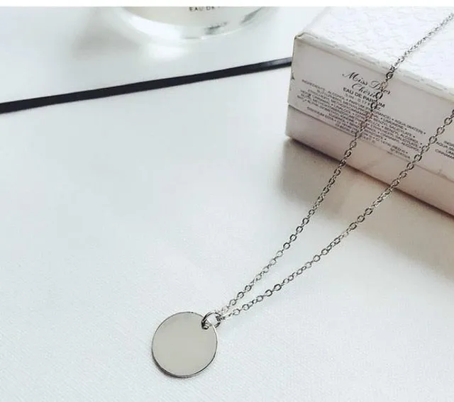 Minimalist Disc Pendant Necklace