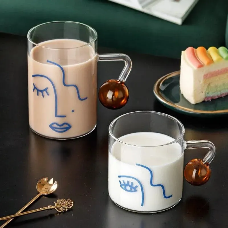 Minimalist Female Face Water Glass with Handle