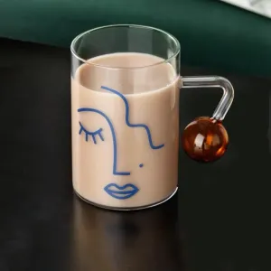 Minimalist Female Face Water Glass with Handle