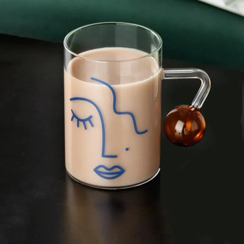 Minimalist Female Face Water Glass with Handle