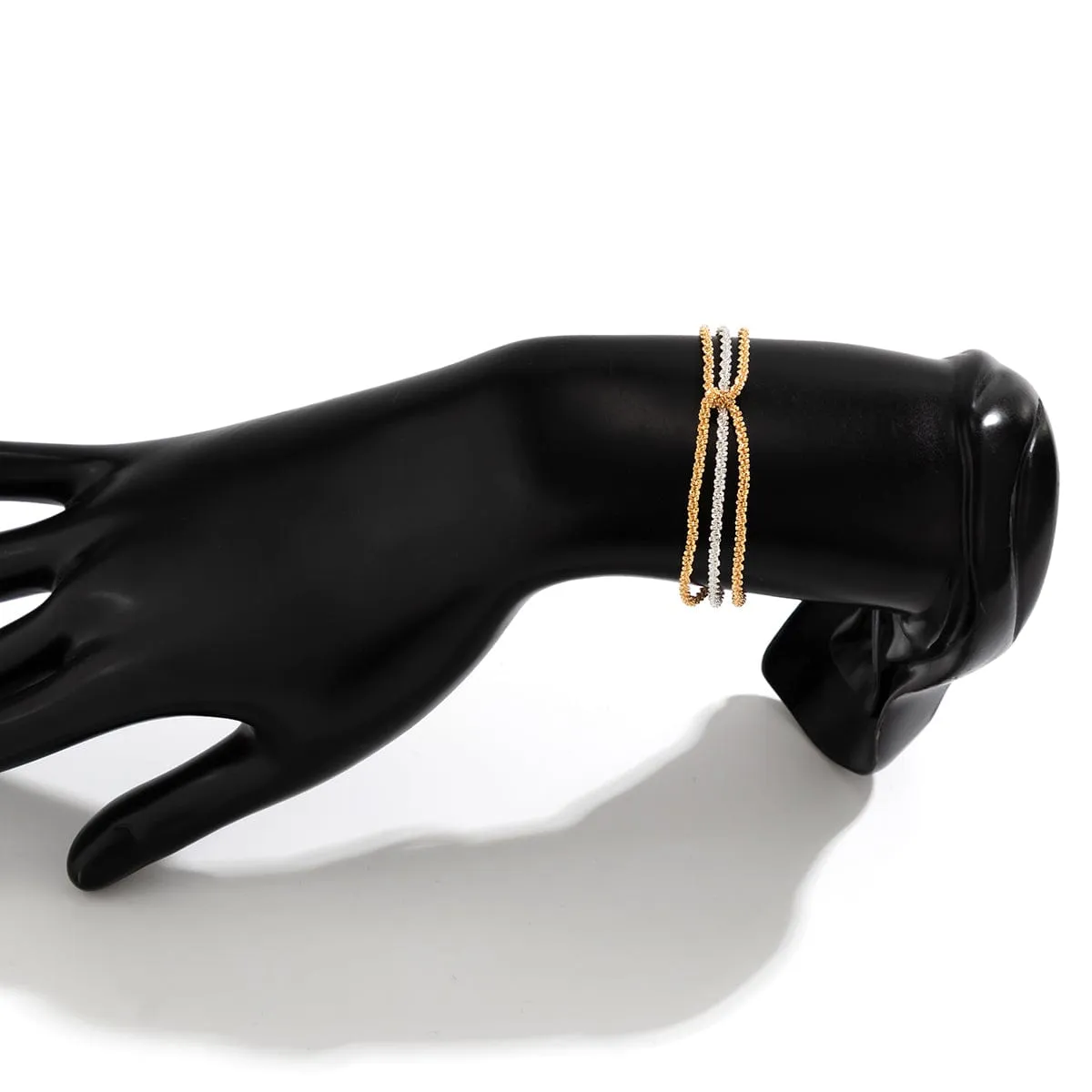 Minimalist Three Layered Two Tone Twisted Chain Bracelet
