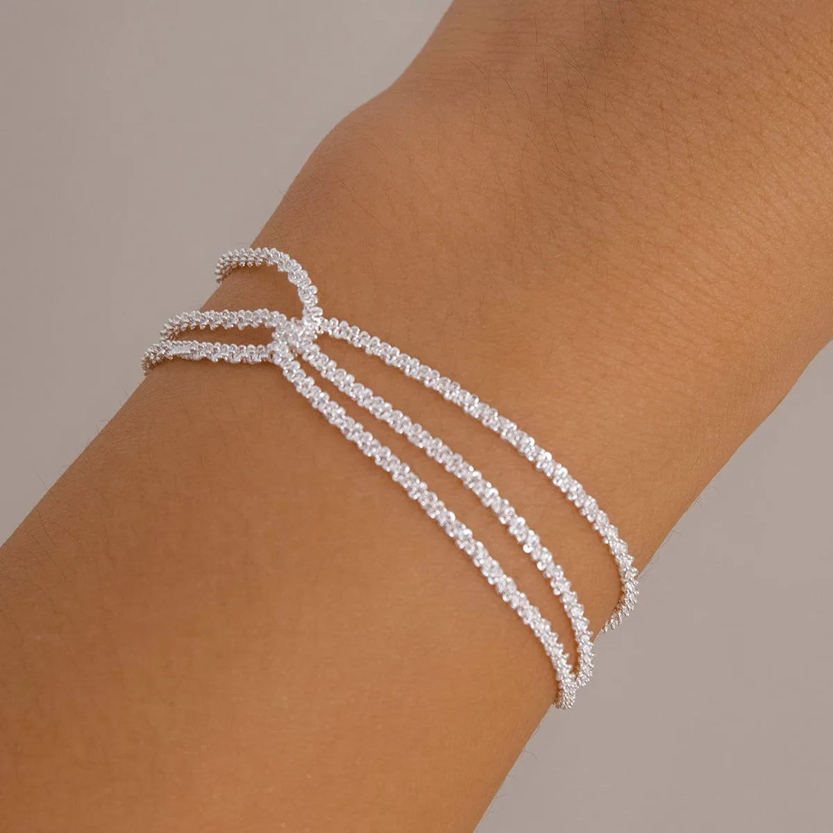 Minimalist Three Layered Two Tone Twisted Chain Bracelet
