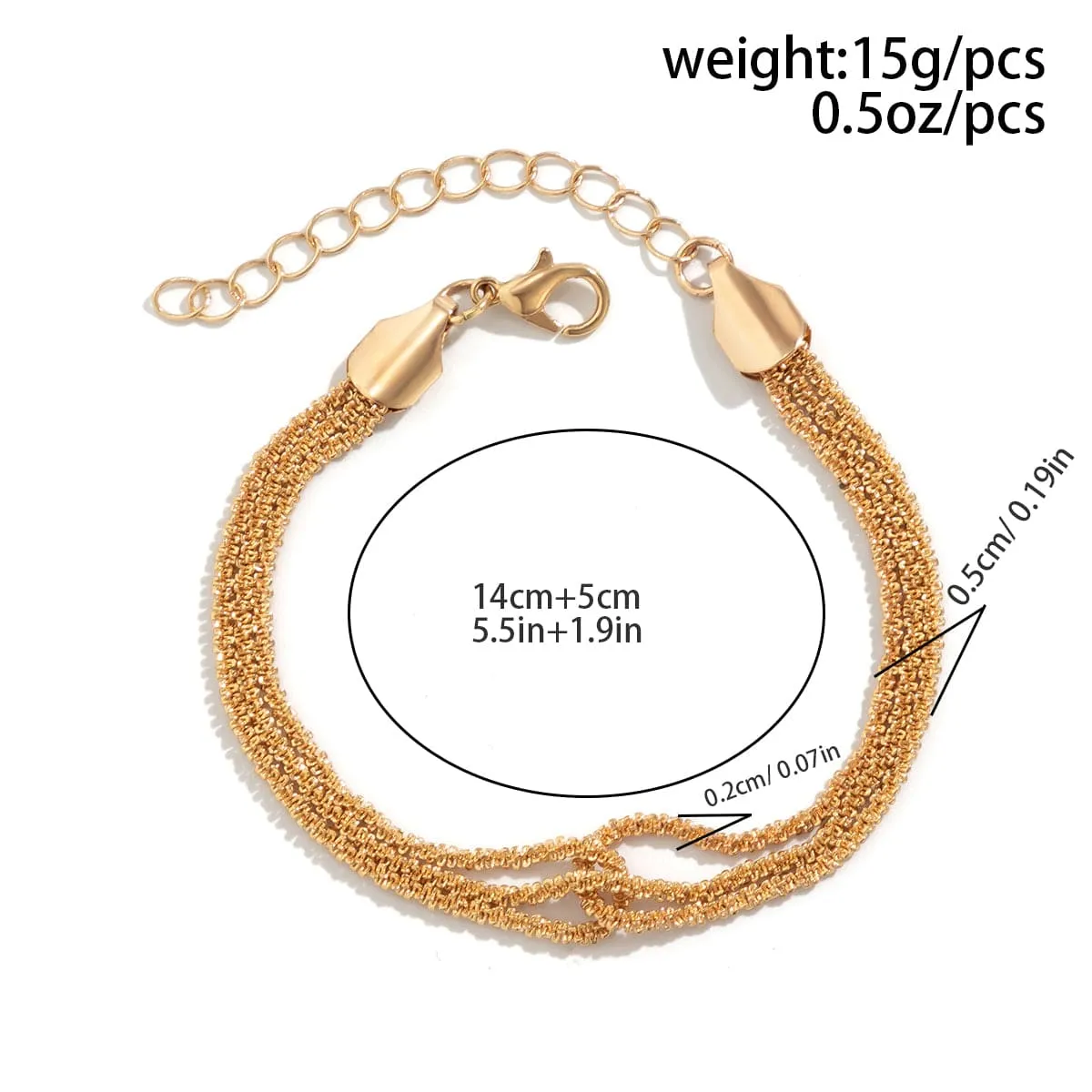 Minimalist Three Layered Two Tone Twisted Chain Bracelet