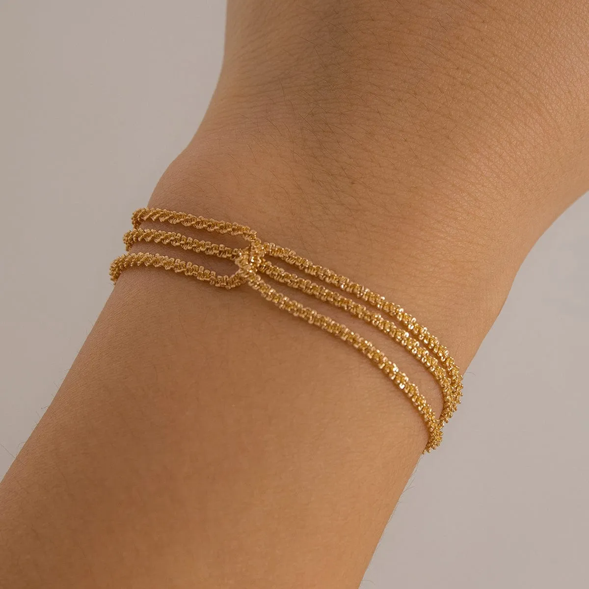 Minimalist Three Layered Two Tone Twisted Chain Bracelet