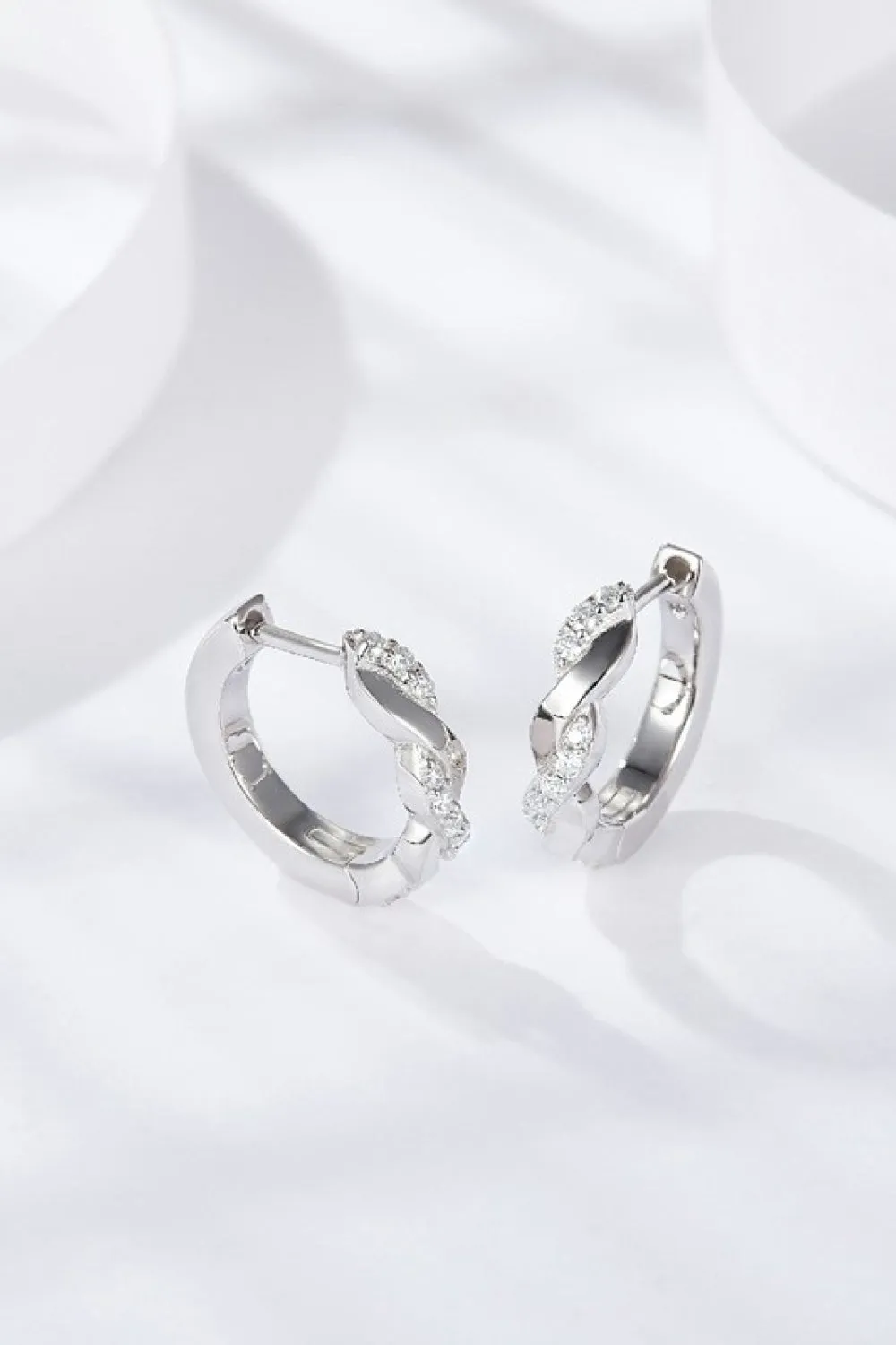 Moissanite Twisted Platinum-Plated Earrings