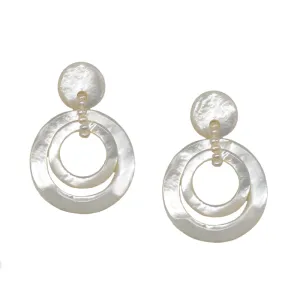 Mother of Pearl Circle Earrings