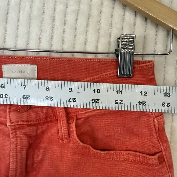 MOTHERS Jeans The Swooner Rascal Ankle Fray Flame Scarlet Red Size 25x26