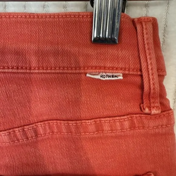 MOTHERS Jeans The Swooner Rascal Ankle Fray Flame Scarlet Red Size 25x26