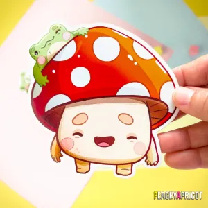 Mushroom and Frog Vinyl Sticker