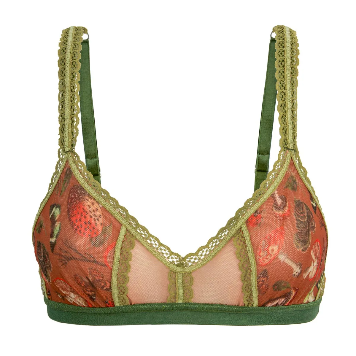 Mushroom Fairy Printed Mesh Peekaboo Bralette
