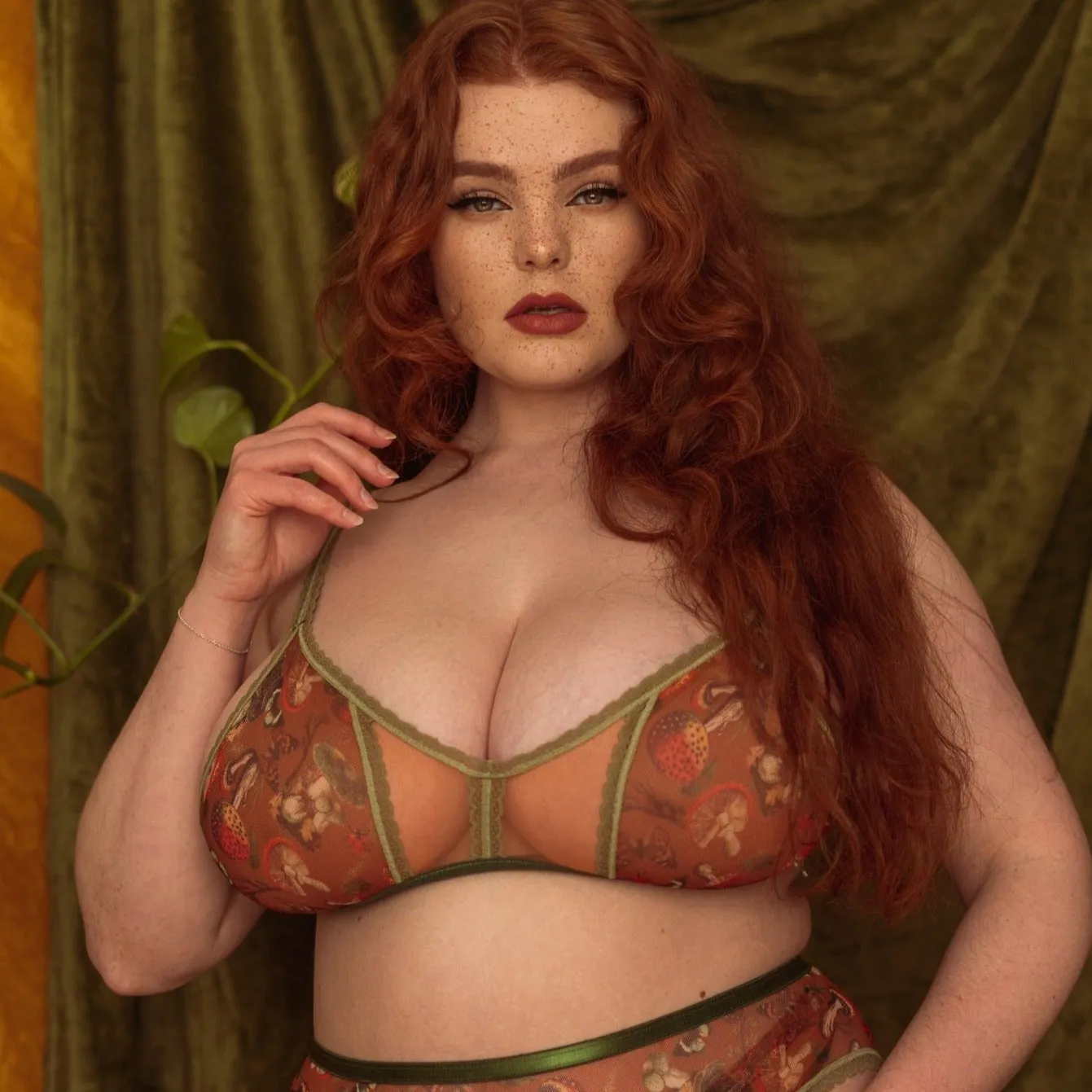 Mushroom Fairy Printed Mesh Peekaboo Bralette