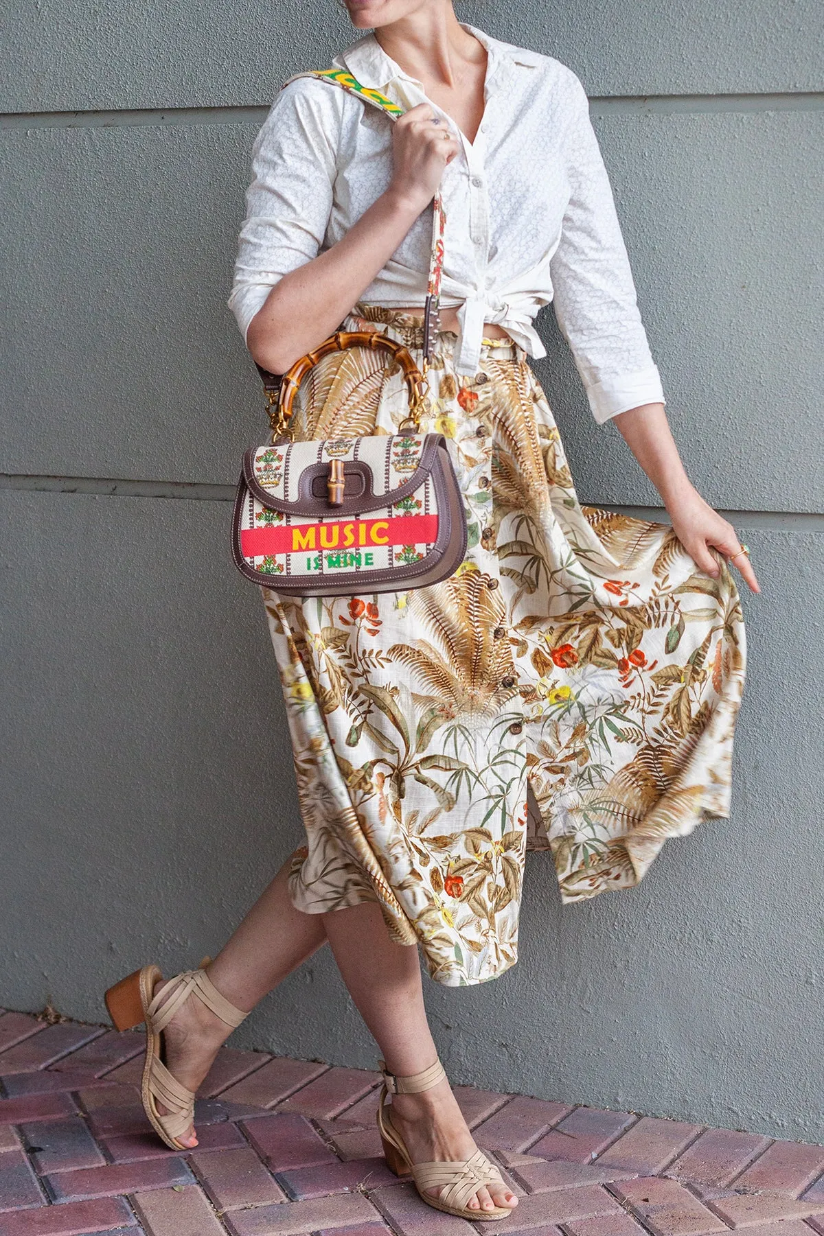 New Convertible Bamboo Handle Bag