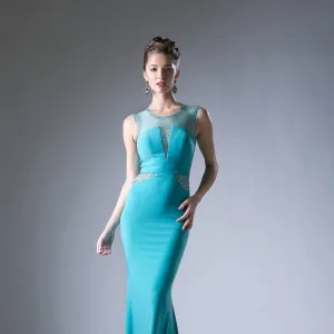 NEW SLEEVELESS STRETCH DRESS WITH EMBROIDERED TOP &amp; SHEER ZIPPER BACK CD N101